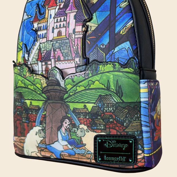 LOUNGEFLY Disney Parks Mini Backpack Castle Series Beauty & the Beast Belle NWT - Picture 5 of 16